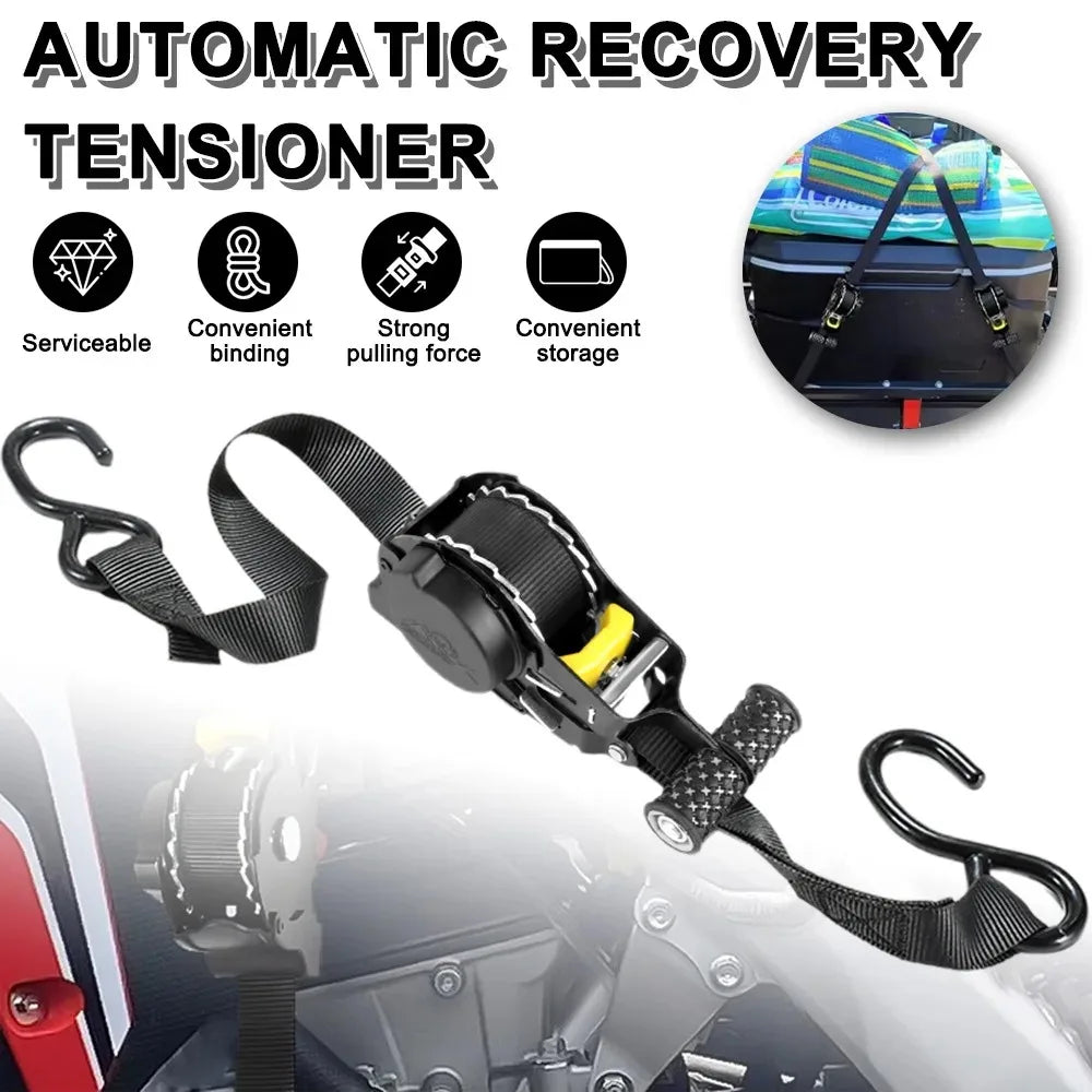 Cargo Tape with S Hook Heavy Duty Auto Retractable Ratchet Strap Tie Down Retractable Ratchet Straps for Trailers Vehicles Boat
