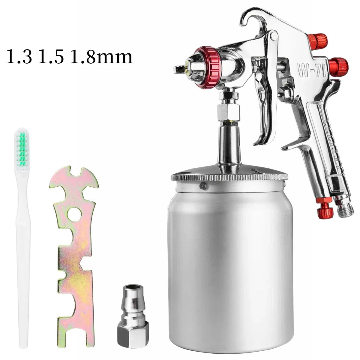 W-71 Pneumatic Paint Spray Gun 1.0/1.3/1.5/1.8mm 400/600ml Gravity Siphon Feed Tool