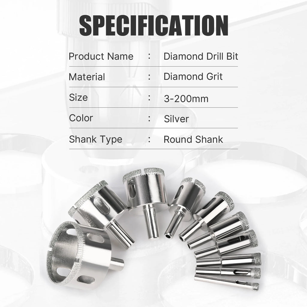 Diamond Coated Core Drill Bit for Glass, Tile & Marble - 3-200mm - image 14