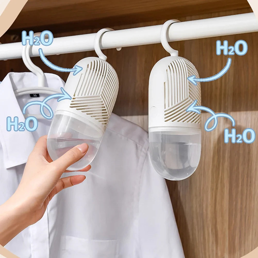 Hanging clothes dehumidifier box, anti-mould moisture absorber with hook