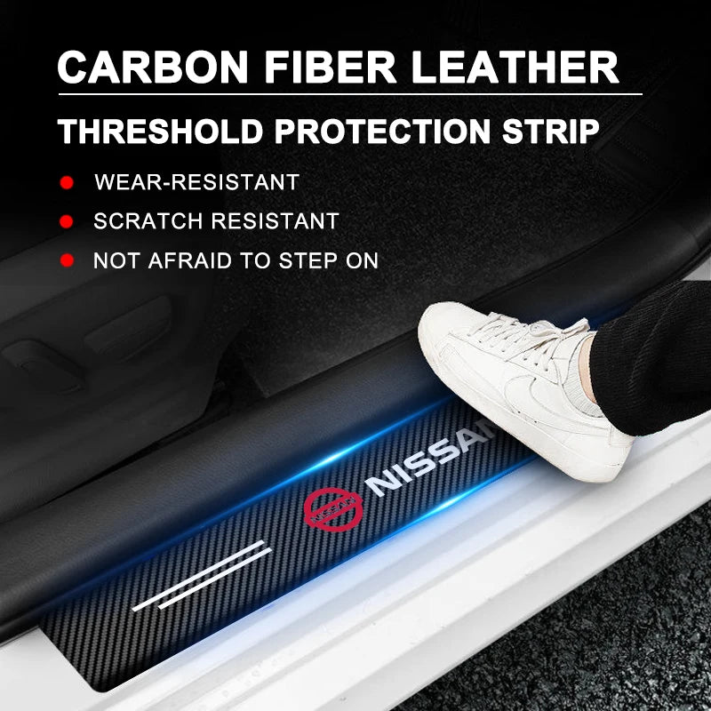 Carbon Fiber Texture Door Sill Sticker Set for Nissan Qashqai and X-Trail