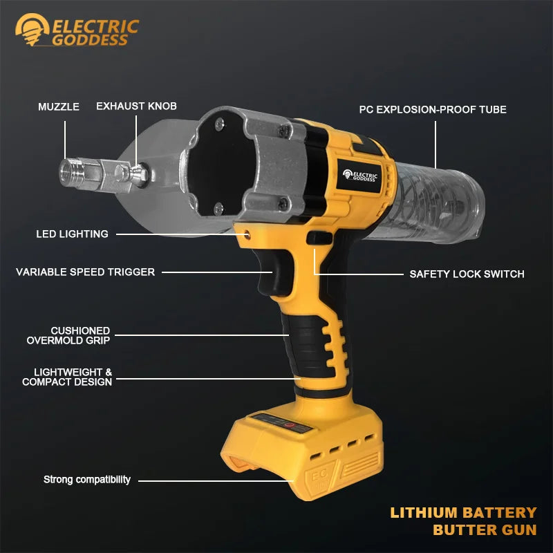 Electric Goddess LED Electric Grease Gun Oil Injector Fat Machine Electric Grease Gun Tools For Dewalt 20V Battery Pin