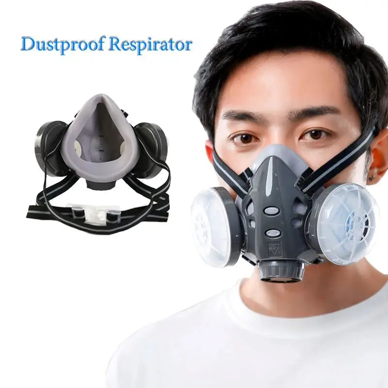 Reusable Half Face Respirator, Dual Filter Dust-Proof Mask for Carpenters