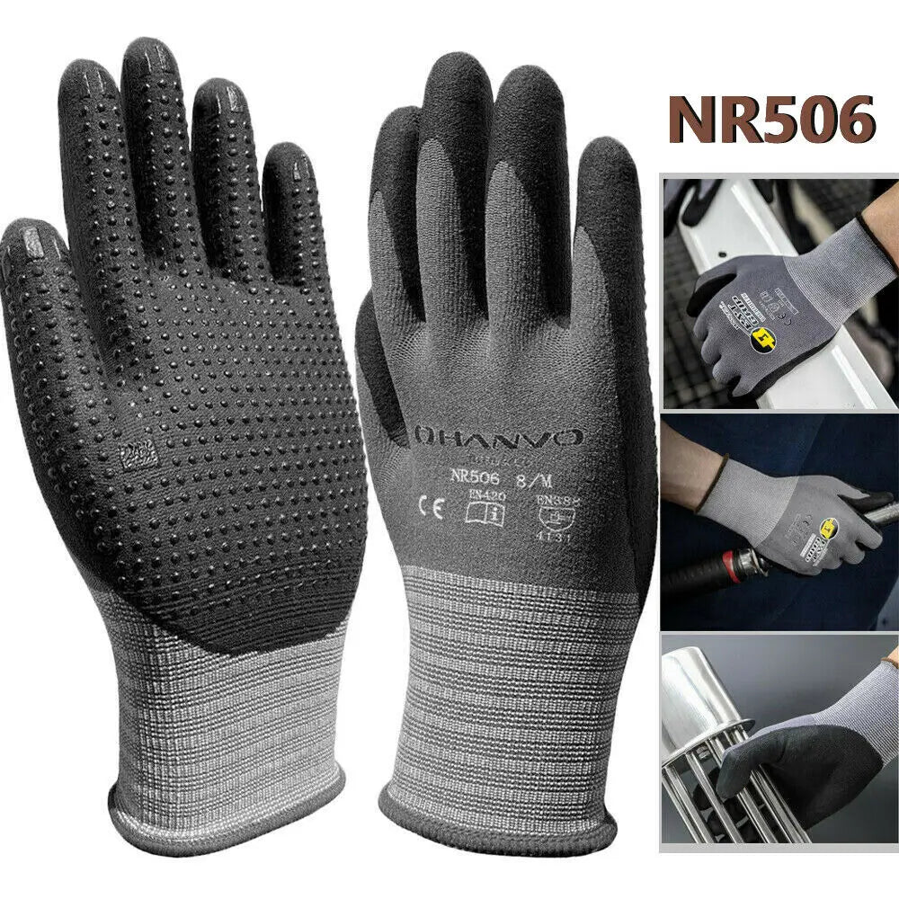 1/5 Pairs Nylon PU Nitrile Safety Coating Work Gloves Mechanic 15 Gauge Working Gloves Palm Coated Gloves