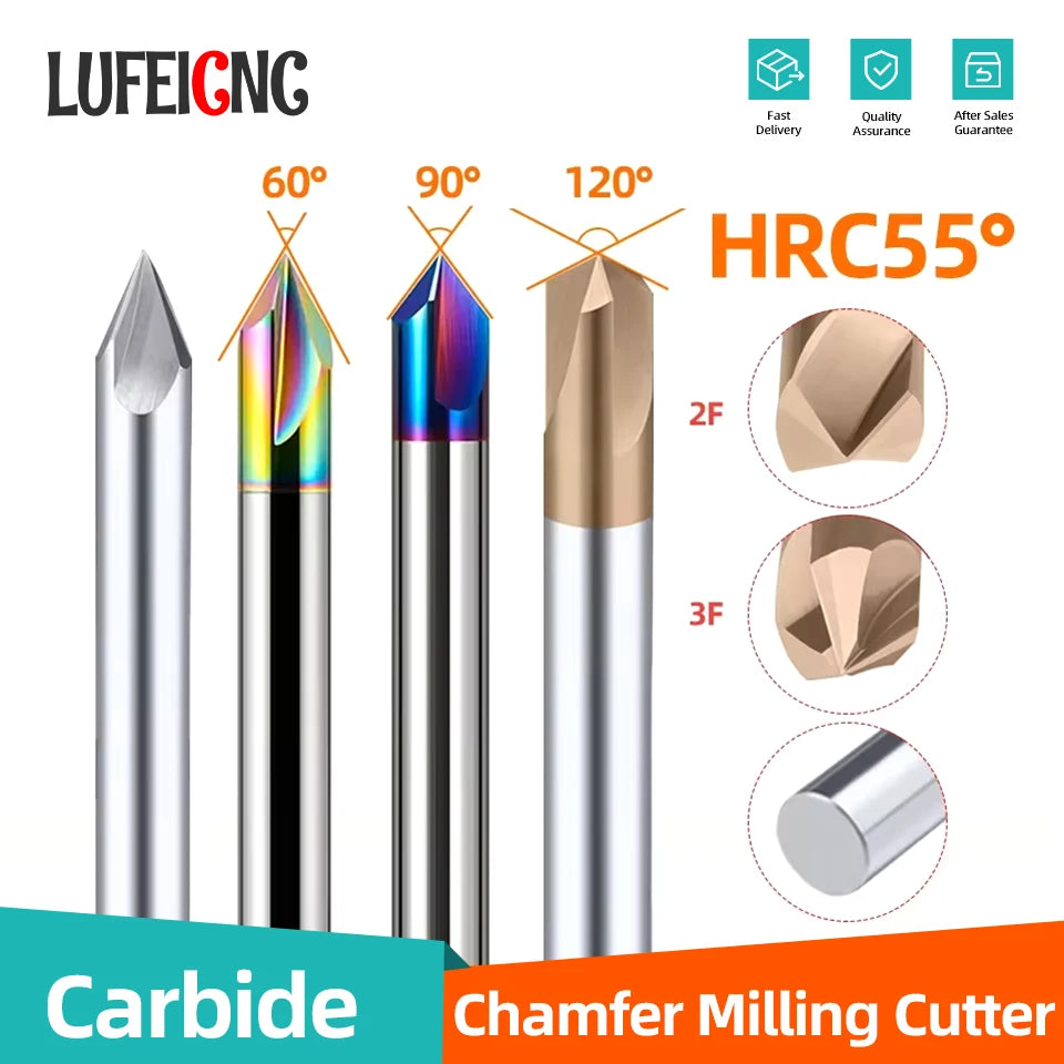 Carbide Chamfer Milling Cutter 60 90 120 Degree V-Shaped Router Bit