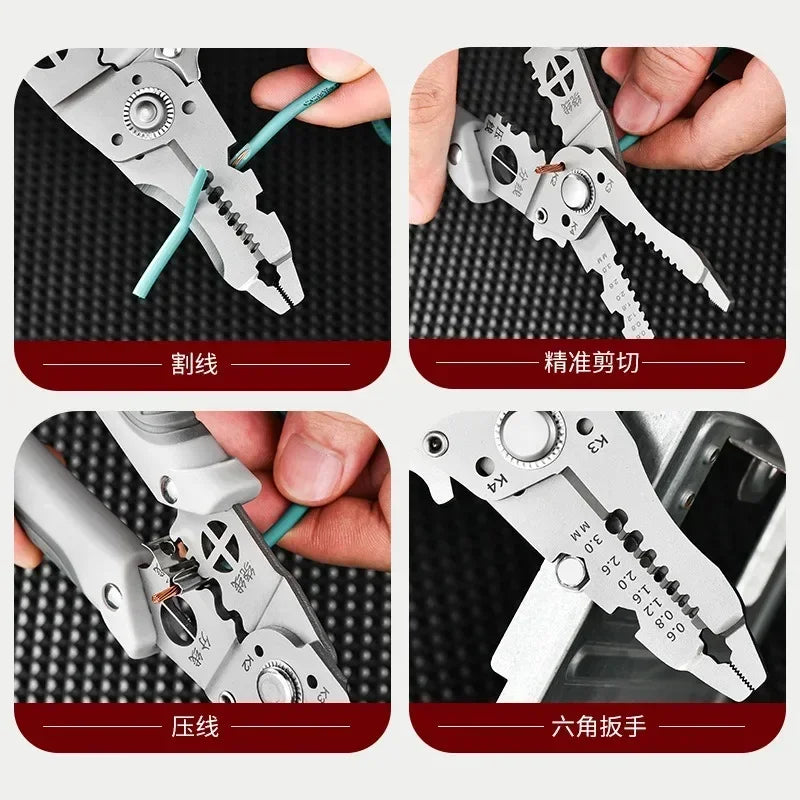 Wire Stripper Crimper Cable Cutter Adjustable Automatic Wire Stripper Multifunctional Stripping Crimping Pliers Terminal Tools