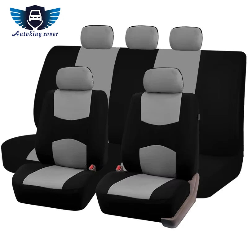 Two-Tone Polyester Car Seat Cover Set for Cars, SUVs and Vans