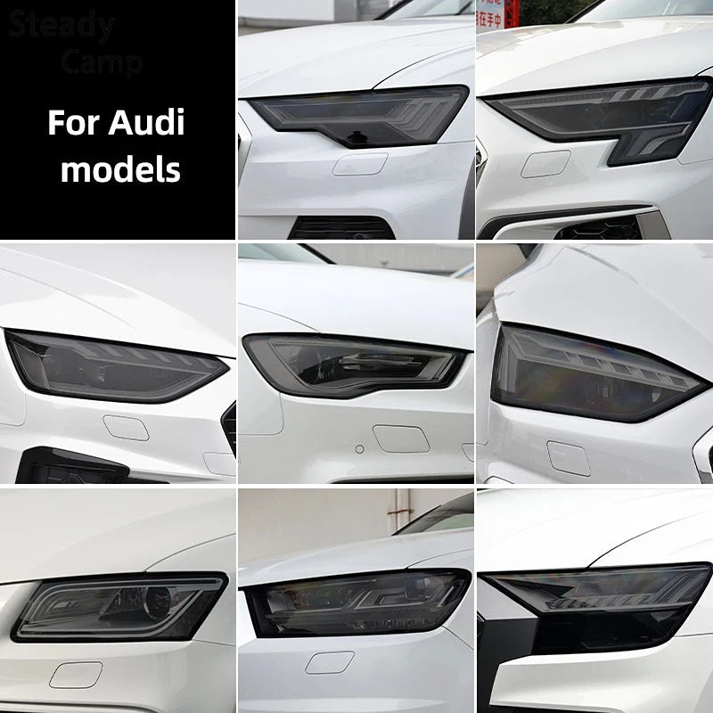 Self-Healing Smoked Black TPU Headlight Protection Film for Audi