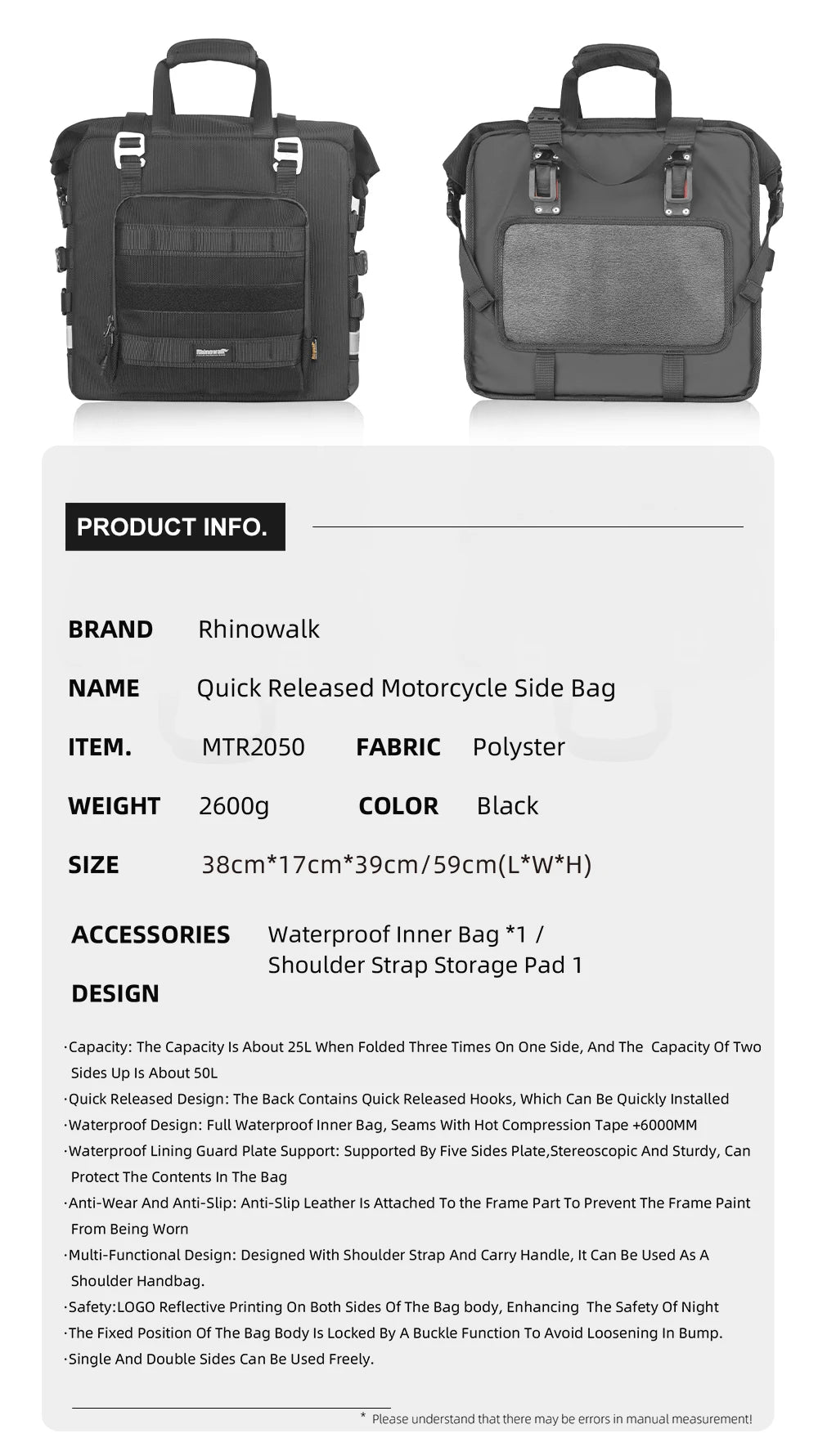 Rhinowalk 25-32L Quick-Release Expandable Tail Bag - image 19