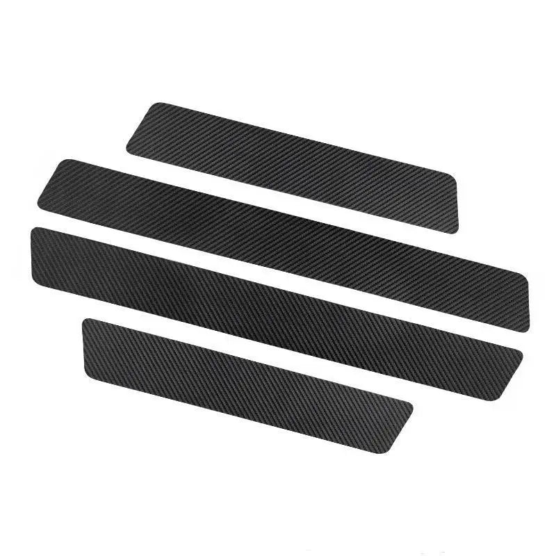 Carbon Fiber Texture Door Sill Scuff Protector Stickers, Front and Rear