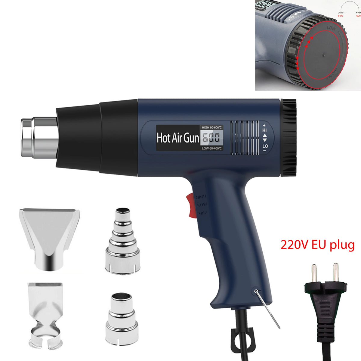 2000W 220V Variable Temperature Electric Heat Gun, Adjustable Hot Air Gun