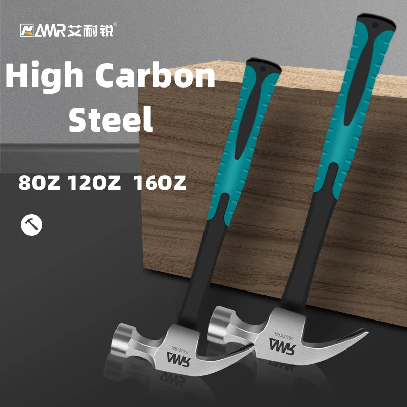 AMR Claw Framing Hammer 8/12/16 oz High Carbon Steel Anti-Slip Handle