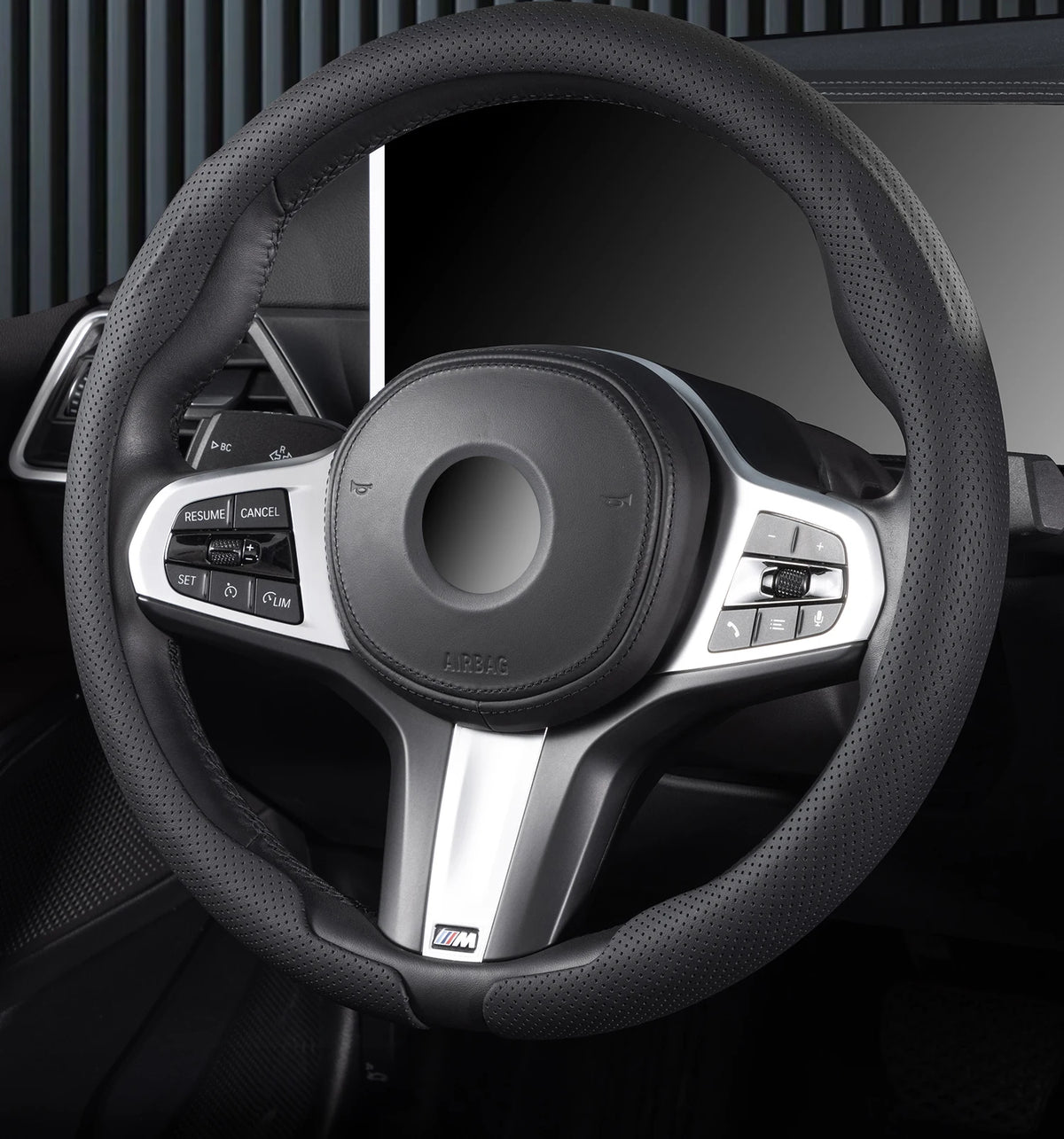 Ultra-Thin Faux Leather Steering Wheel Cover, 38cm, D or O Shape