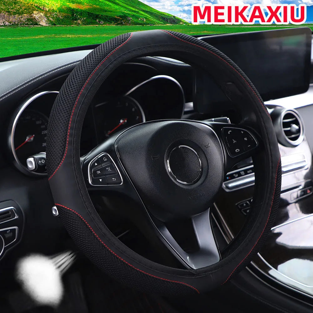 Breathable Mesh Stretch Steering Wheel Cover, 14.5-15 Inch