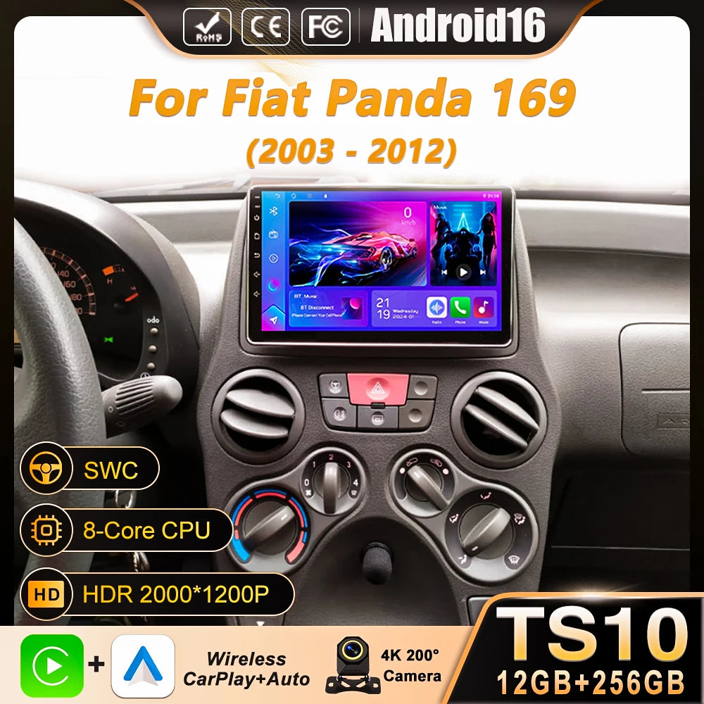 Fiat Panda 2003-2012 Android GPS Car Radio with CarPlay