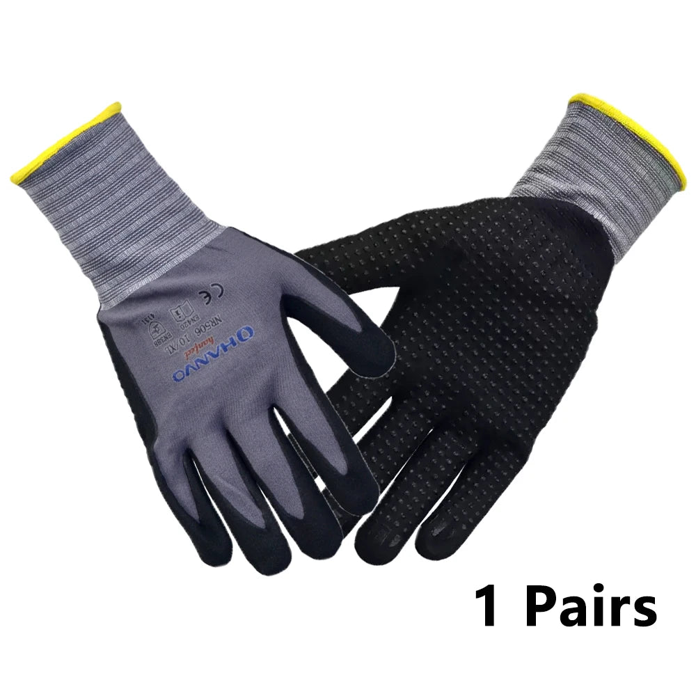 1/5 Pairs Nylon PU Nitrile Safety Coating Work Gloves Mechanic 15 Gauge Working Gloves Palm Coated Gloves