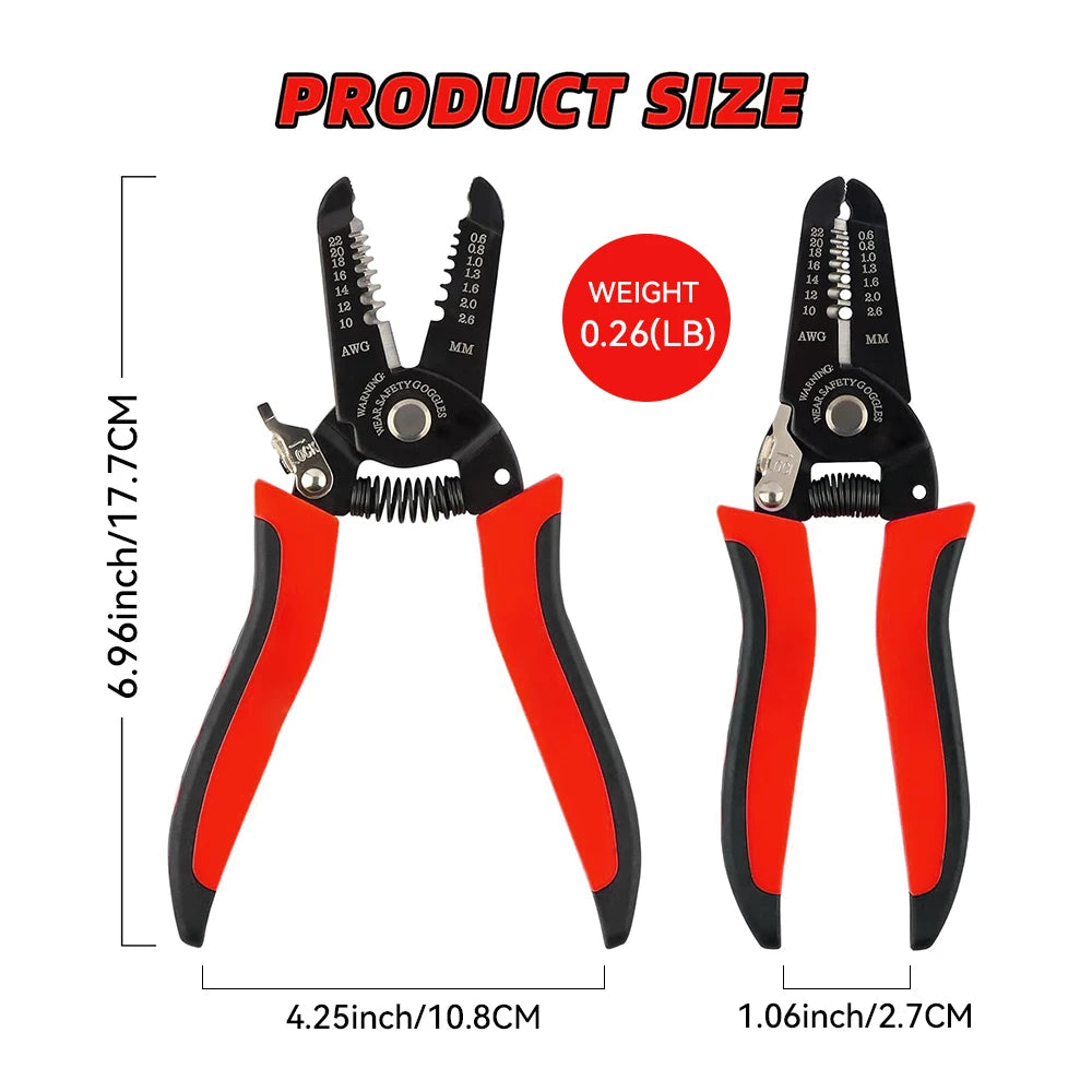 Wire Cutter, Wire Stripper Crimper, Wire Stripping Tool, Cable Stripper, Wiring Tools, Wire Crimping Tool,SafetyLock,Coil Spring