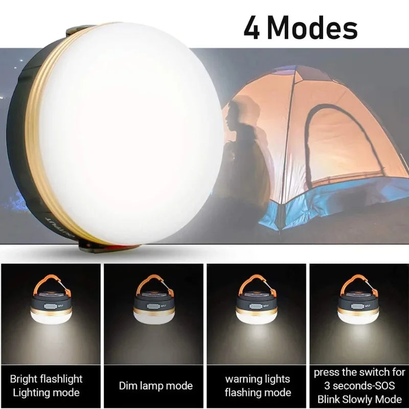 High Power Camping Lantern Tents Lamp 1200mah USB Rechargeable Portable Camping Lights Outdoor Hiking Night Hanging Lamp
