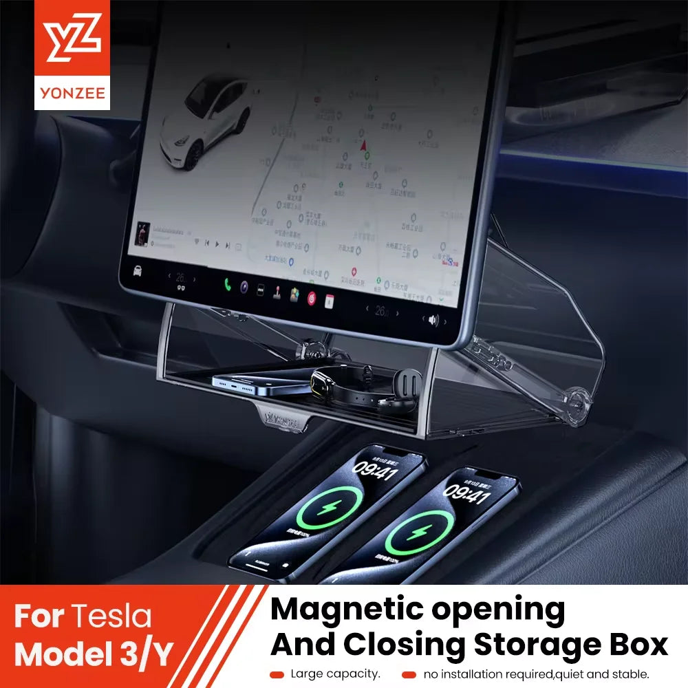 Magnetic Under Screen Storage Box for Tesla Model 3, Y and YL