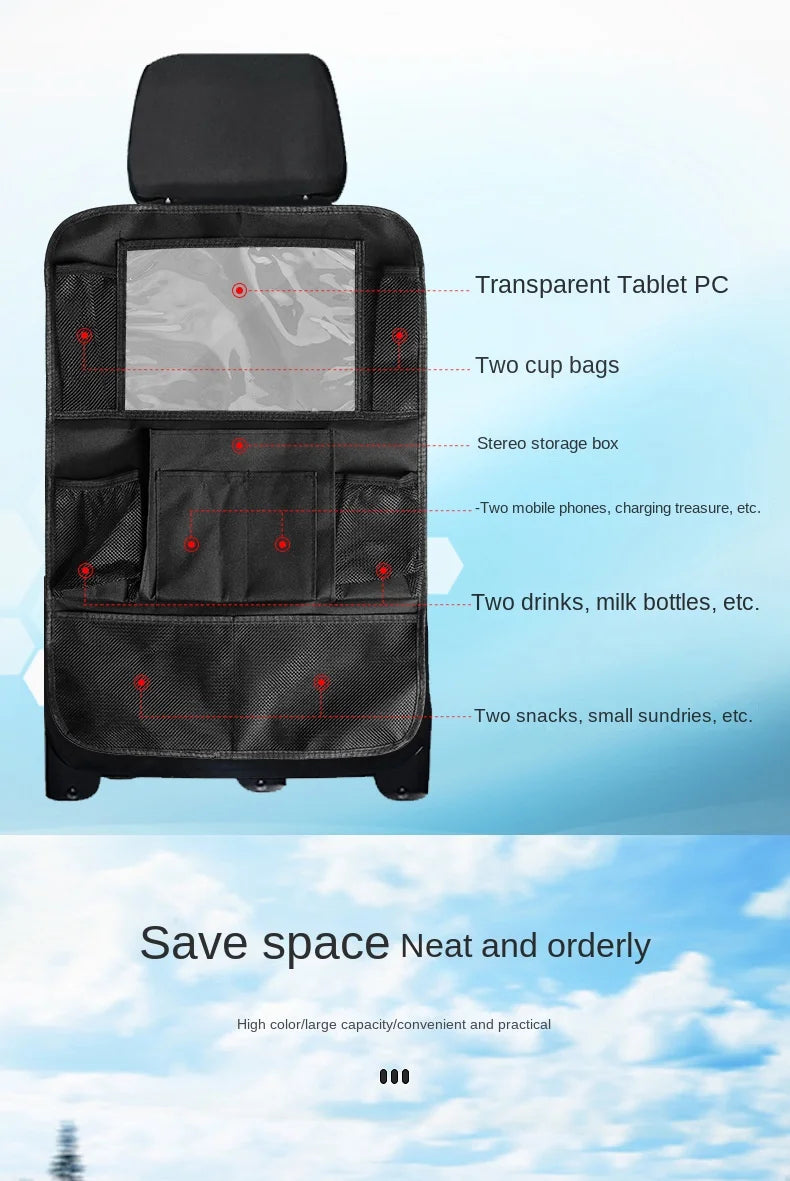 Car Back Seat Organizer with Tablet Holder and Storage Pockets