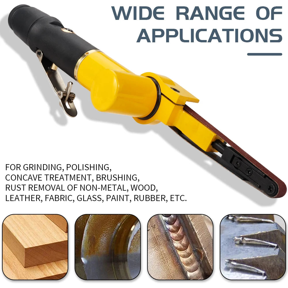 3/8" Belt Grinder Air Belt Sander Air Angle Grinding Machine with 12 Sanding Belts for Air Compressor Sanding Pneumatic Tool Set