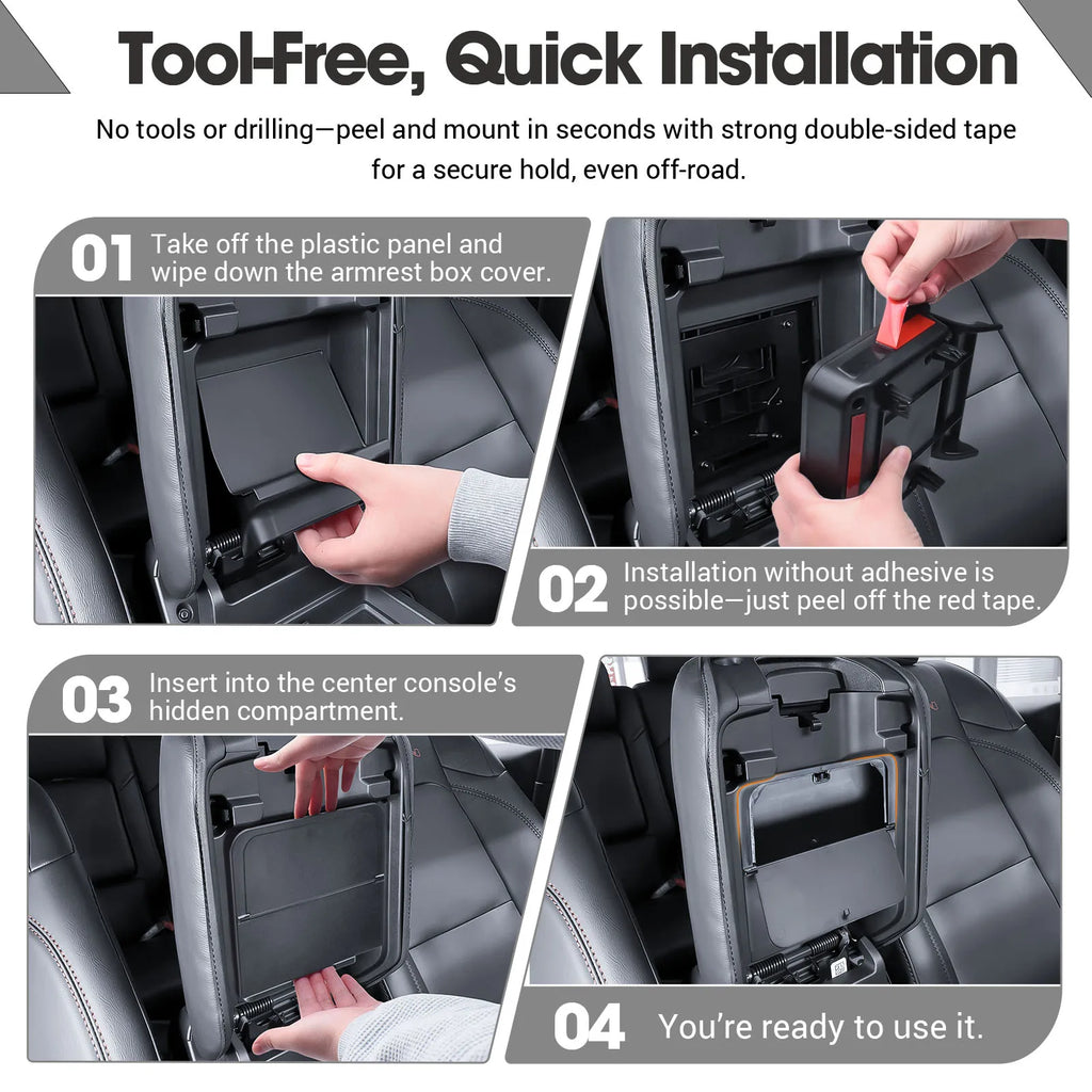 Hidden Center Console Organizer for Jeep Wrangler JL and Gladiator