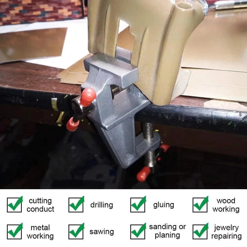 3.5-Inch Mini Aluminum Bench Vise – Table Clamp-On