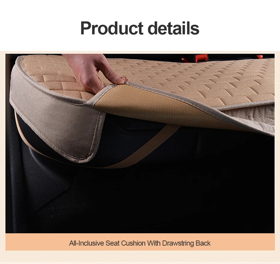 Breathable Flax Car Seat Cushions, Front, Rear and Full Sets