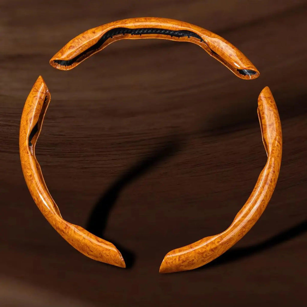 3-Piece Wood Grain Car Steering Wheel Cover, Minimalist Style - view 5