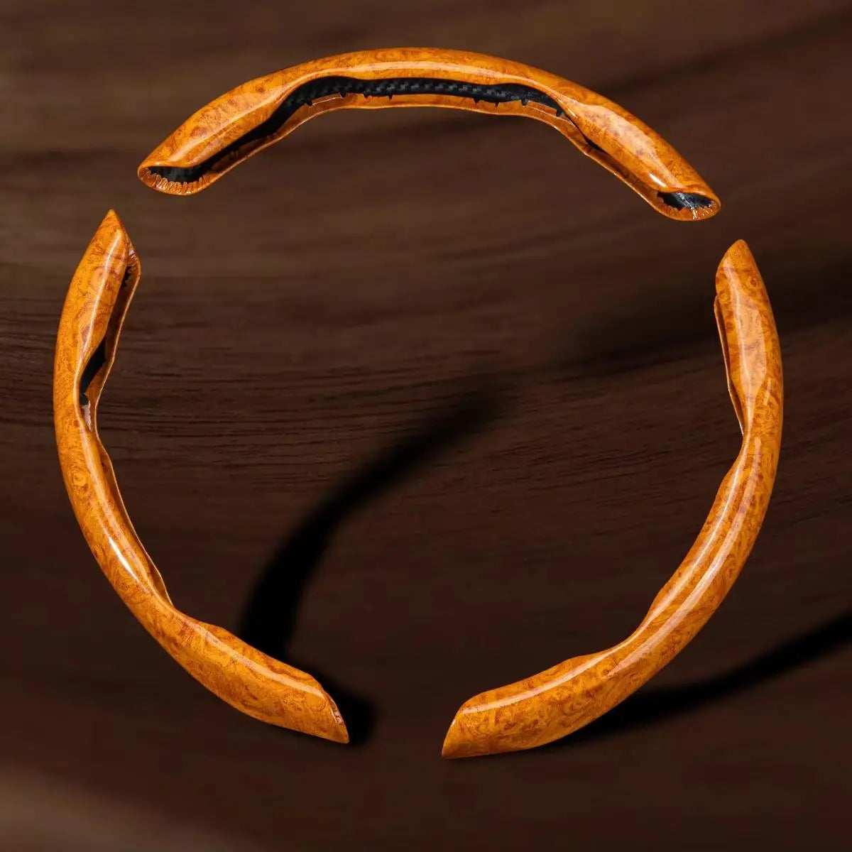 3-Piece Wood Grain Car Steering Wheel Cover, Minimalist Style - view 5