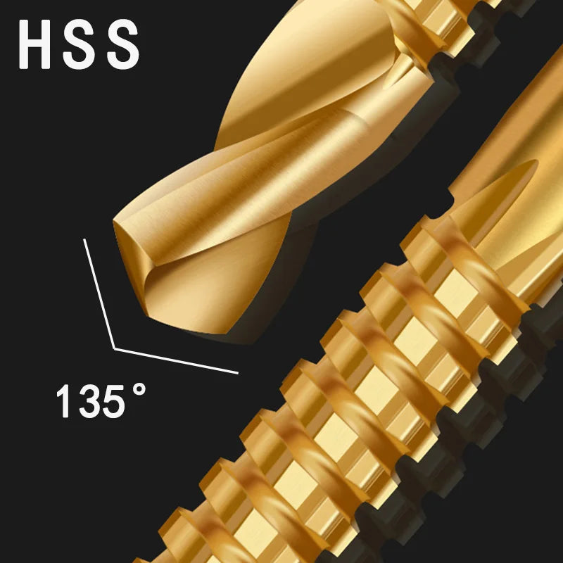 6Pcs HSS Twist Drill Bits Set 3-8mm Serrated Grooving Cutting Tap Spiral Saw Wood Metal Plastic Hole Saw Titanium Drill Tools
