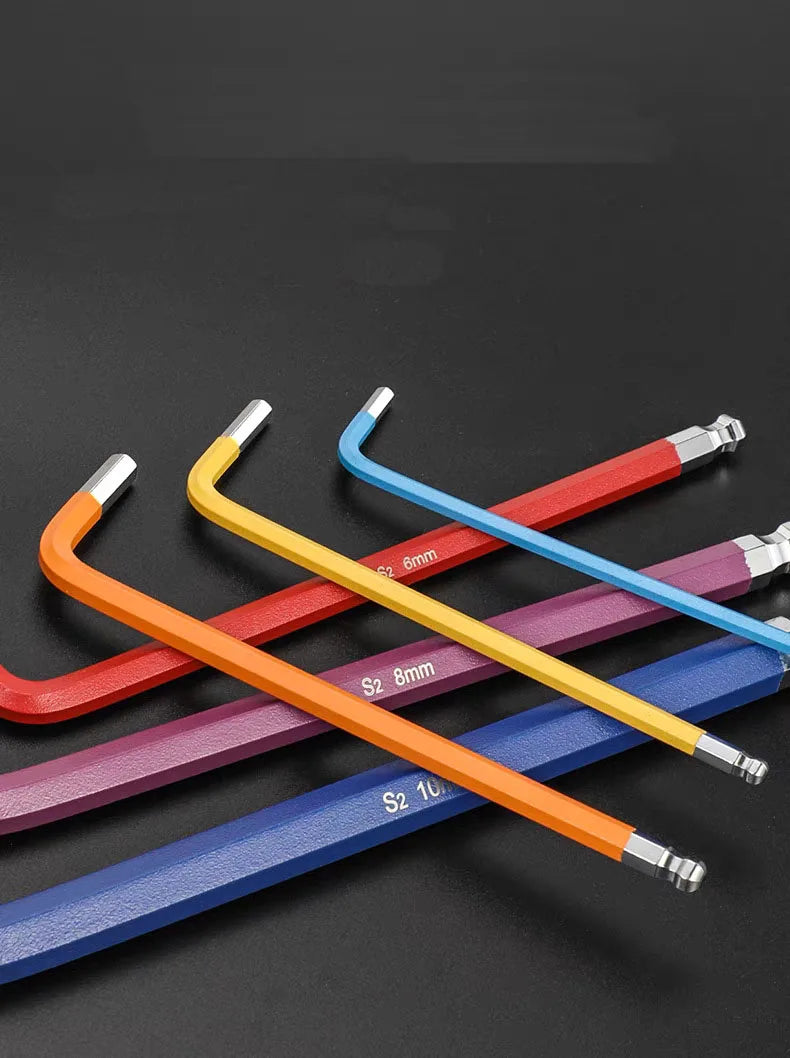 9pcs Industrial Ball End Hex Key Set Heavy Duty Color Coded Allen Wrenches