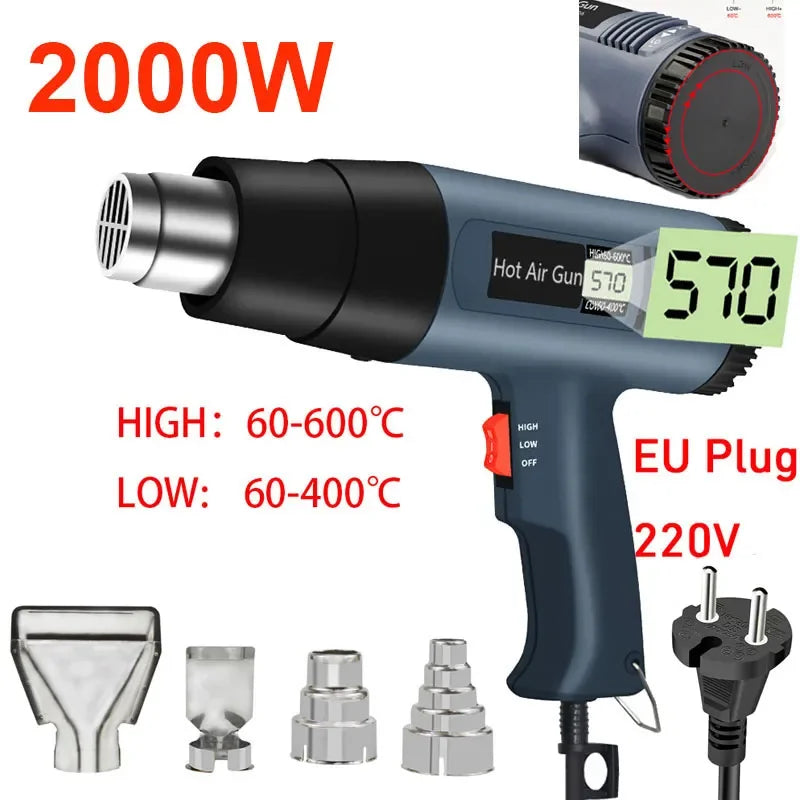 2000W 220V Variable Temperature Electric Heat Gun, Adjustable Hot Air Gun