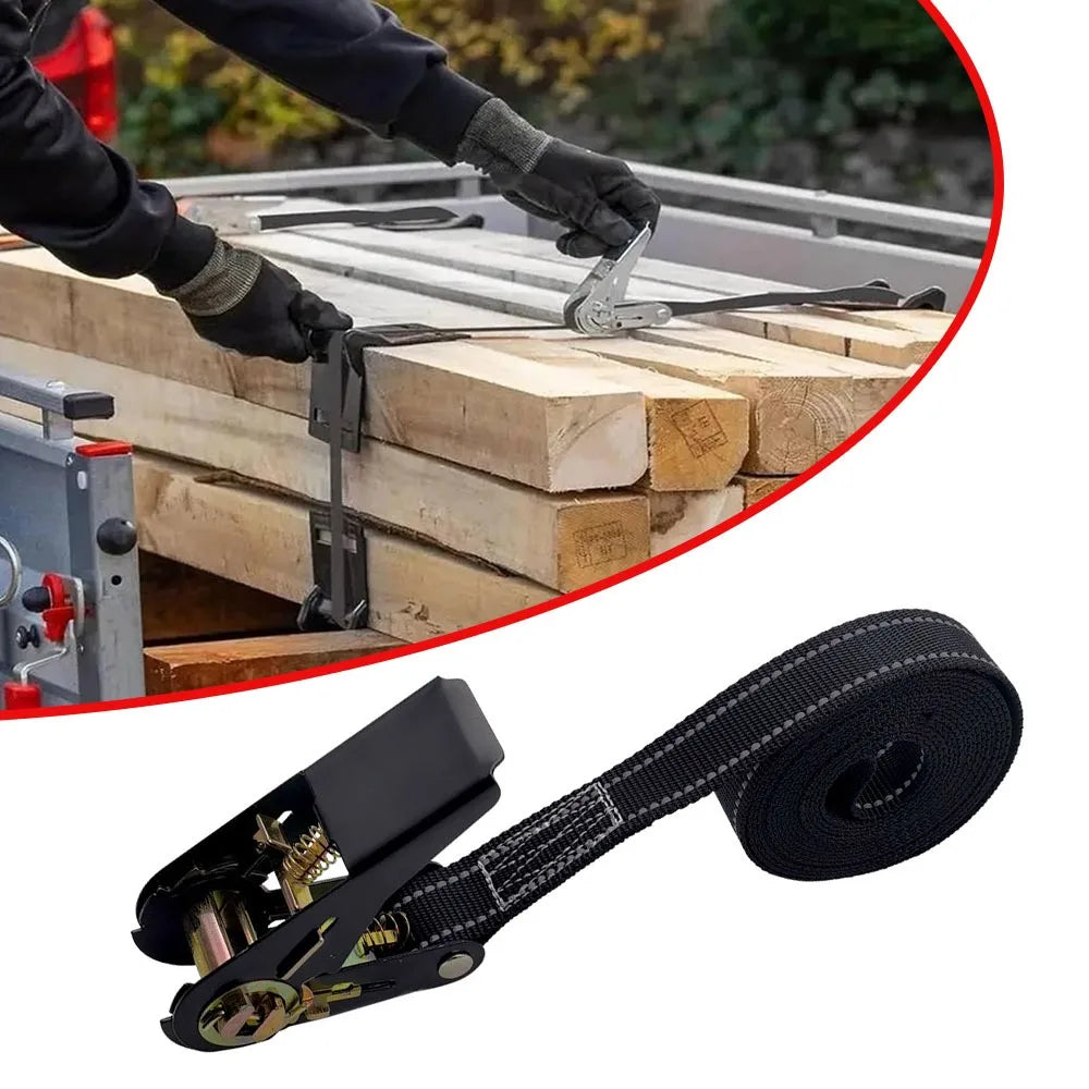 Heavy Duty Ratchet Tie Down Straps Adjustable Reinforced Car Tire Straps for Vehicles