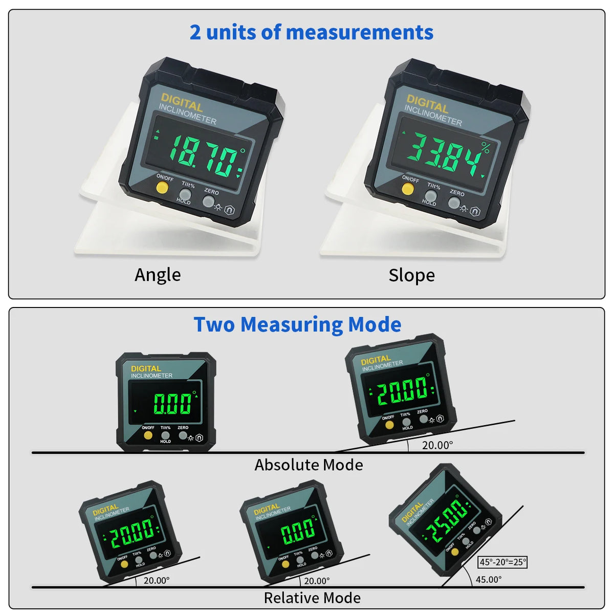 Digital Angle Gauge Magnetic Protractor Inclinometer with Backlight - image 20