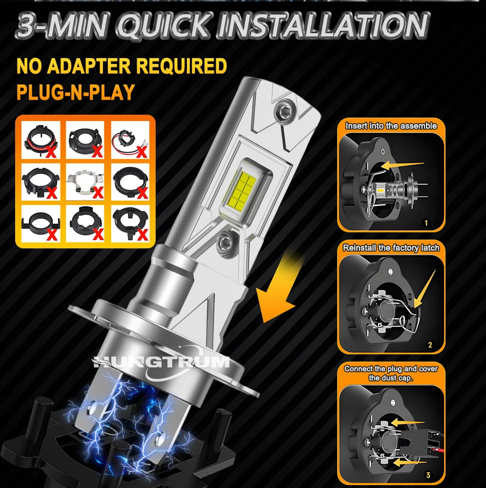 Ultra Bright H1 H4 H7 LED Headlight Bulbs - 1000W 6000K - image 5