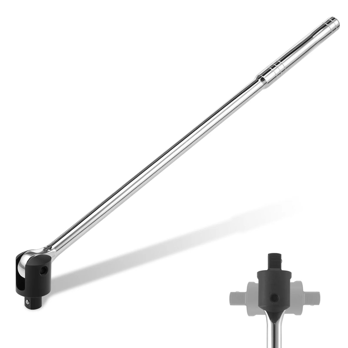 1/2'' Drive Breaker Bar Wrench Socket 240-Degree Cr-V Flex Head and Engraved Non-slip Handle Repair Tools for Tight Space