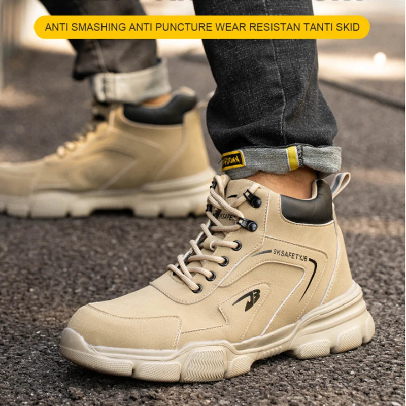 Men's Steel Toe Work Boots Waterproof Anti-Smash Safety Shoes - Lightweight Breathable Sneakers Construction Workwear Size 36-46
