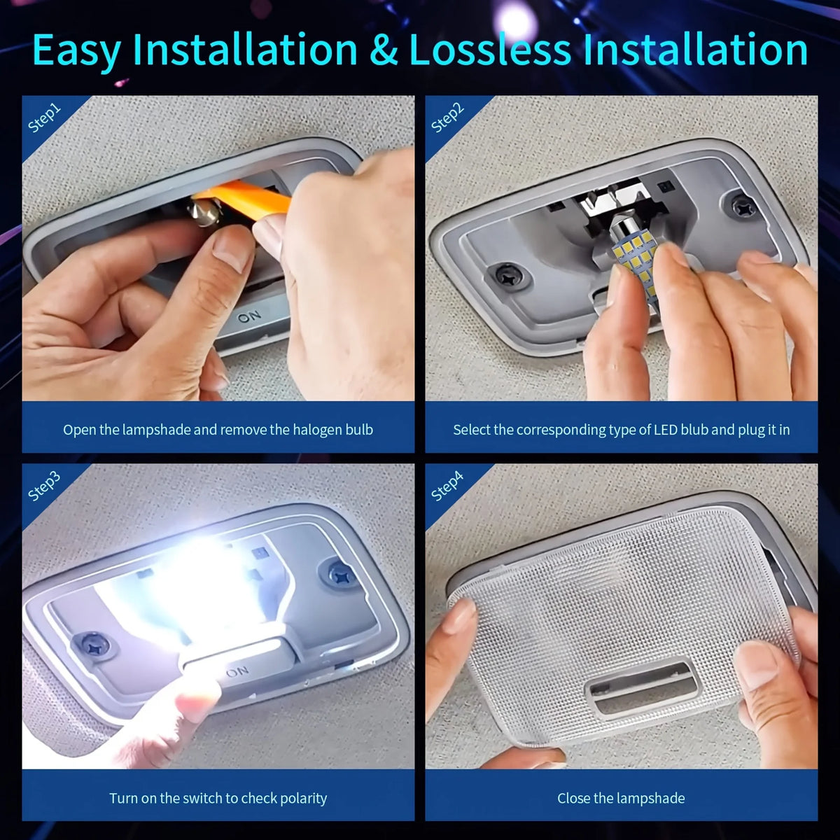 42pcs LED Car Interior Light Kit - 12V Hardwired, No Battery Required