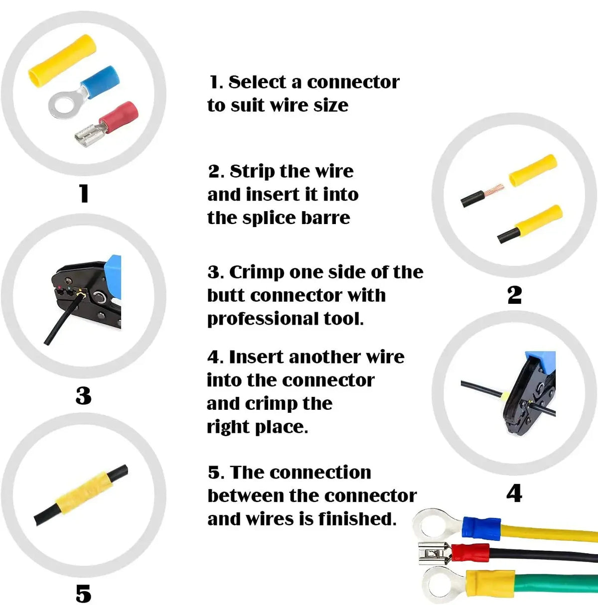280-Piece Insulated Crimp Terminal Kit – Spade & Butt Connectors