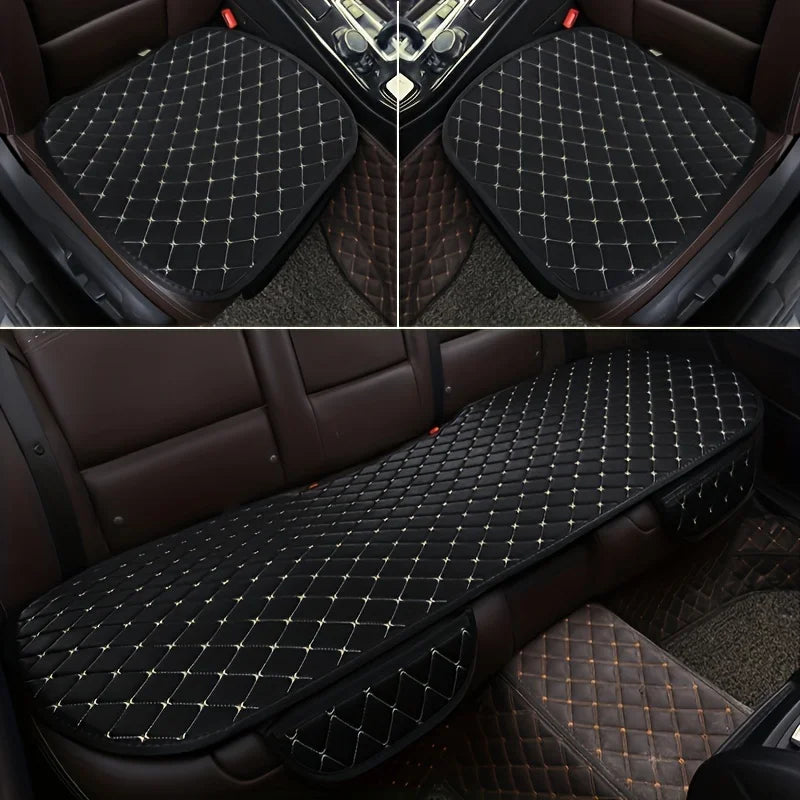 Cotton Linen Car Seat Cover Set, 3 Pieces