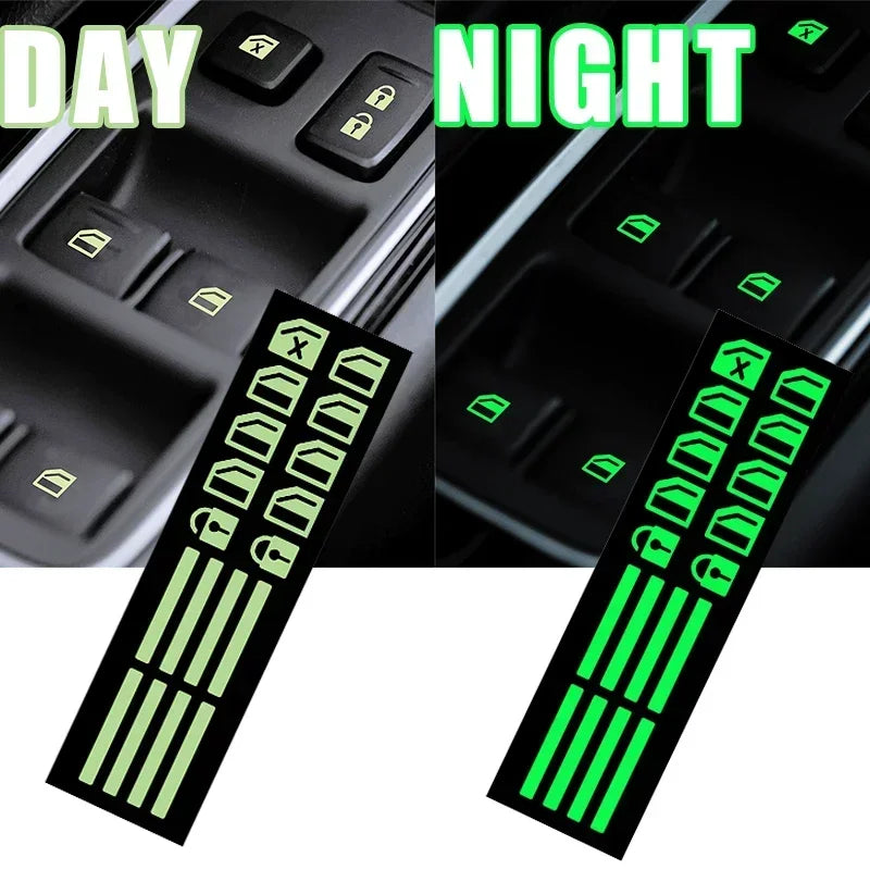 Luminous Car Door Window Lift Button Stickers