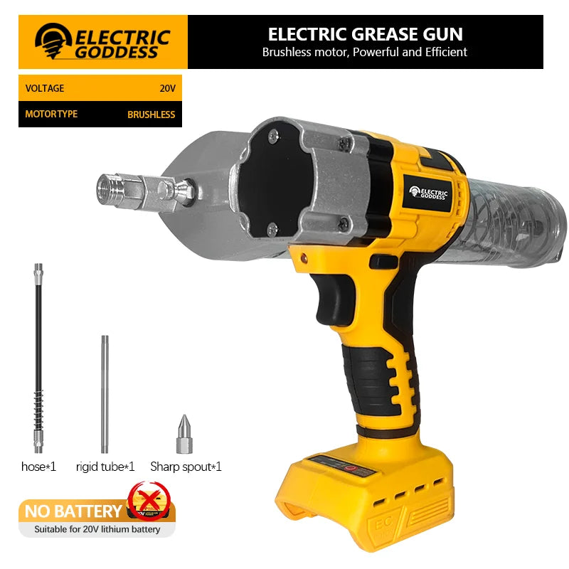 Electric Goddess LED Electric Grease Gun Oil Injector Fat Machine Electric Grease Gun Tools For Dewalt 20V Battery Pin
