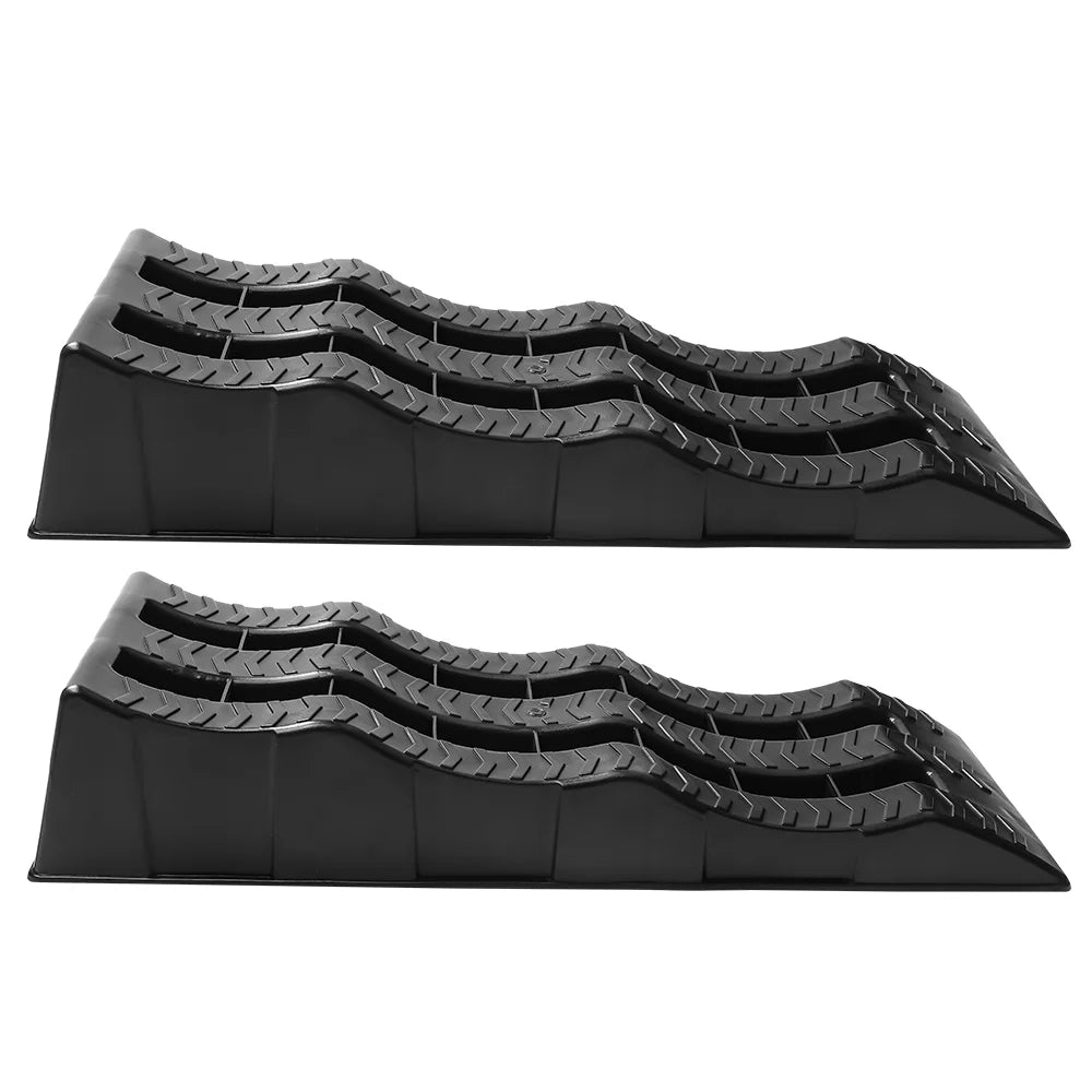 2pcs Car Ramps RV Wheel Chocks 3-Step Camper Leveling Blocks Trailer Wheel Chocks And Levelers Heavy Duty Tire Ramp