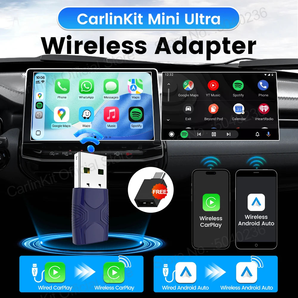 CarlinKit 5.0 Mini Ultra Wireless Adapter for Android Auto & CarPlay - image 2