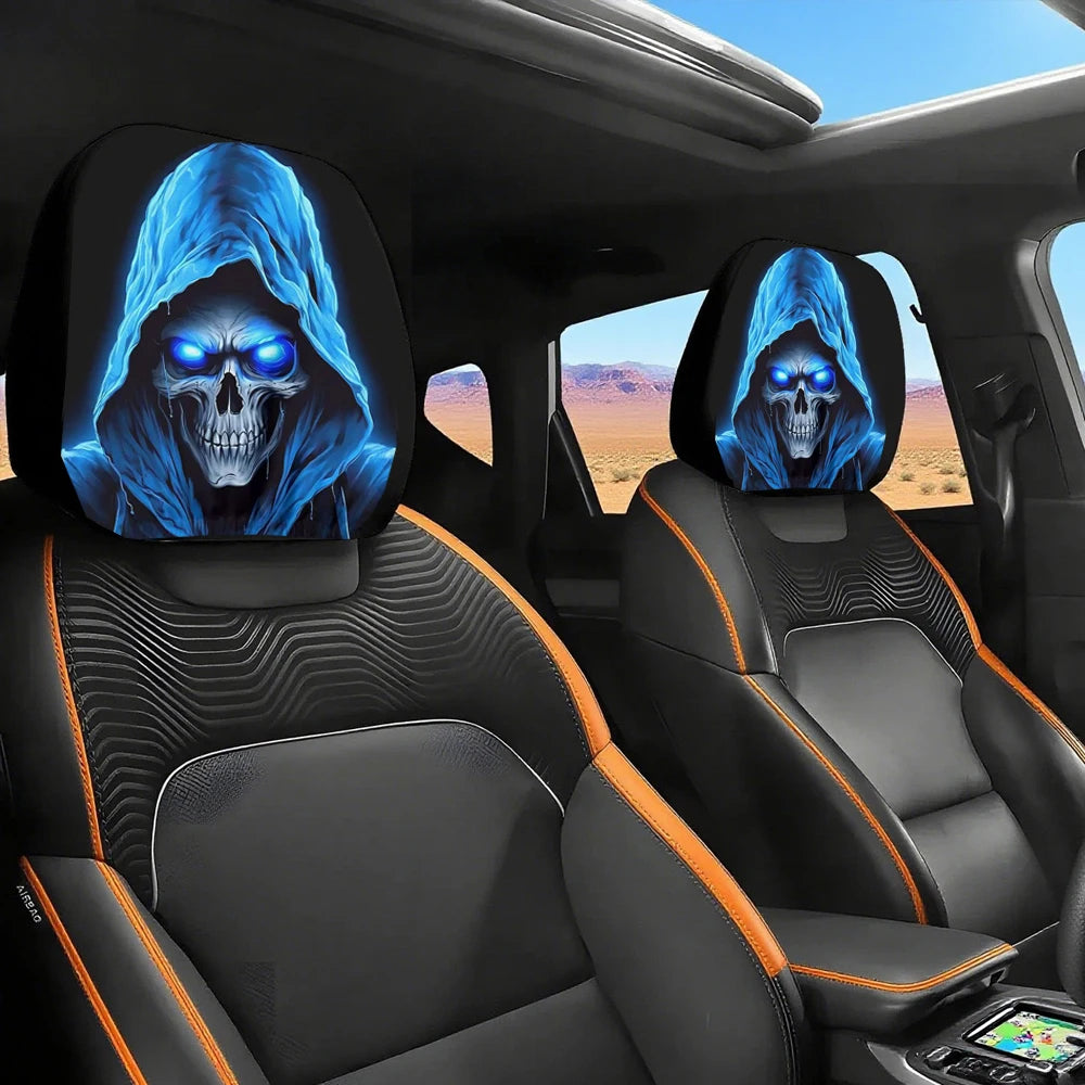 Funny Cartoon Print Car Headrest Covers, Set of 2
