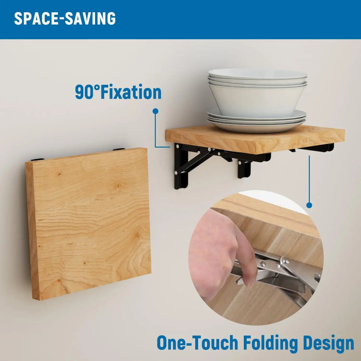 2-Piece Heavy-Duty Adjustable Folding Shelf Brackets