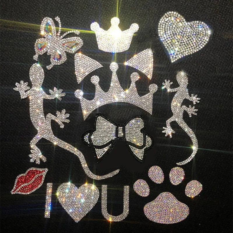 Cat Ear and Paw Rhinestone Car Stickers, 3D Bling Body Decals