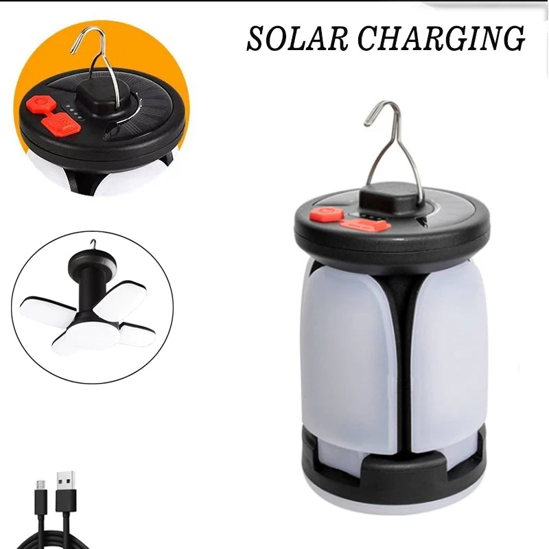 Rechargeable LED Camping Lantern with Folding Floodlight, 3 Modes
