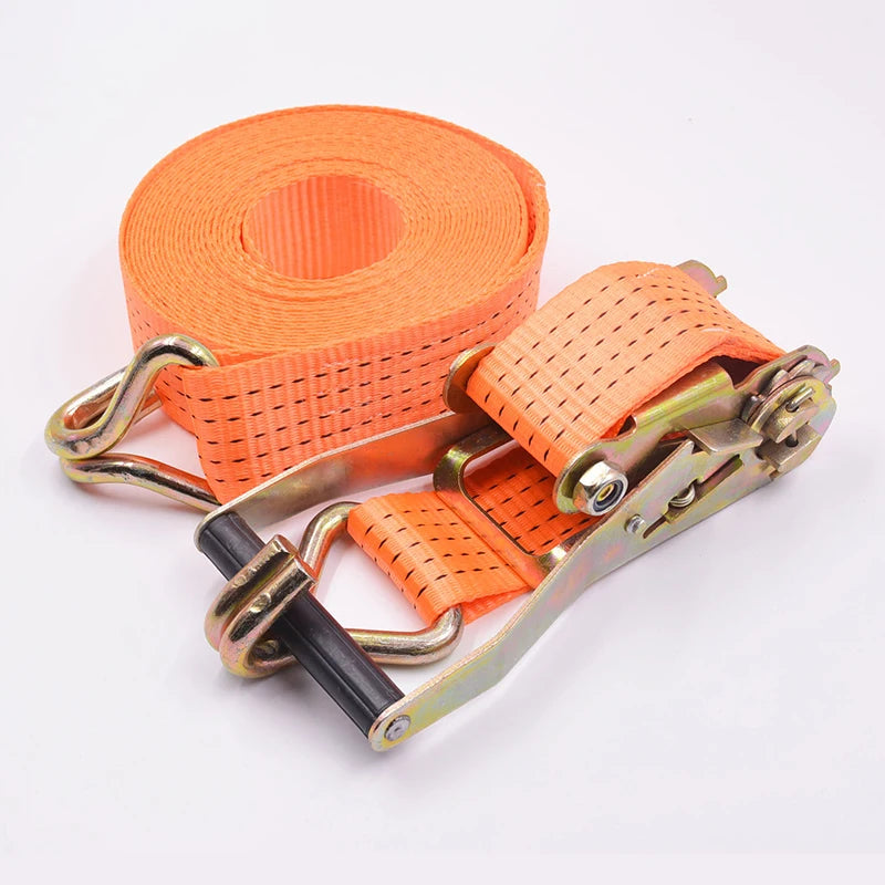 Heavy-Duty Ratchet Tie-Down Straps Adjustable with Metal Hooks for Front Loads